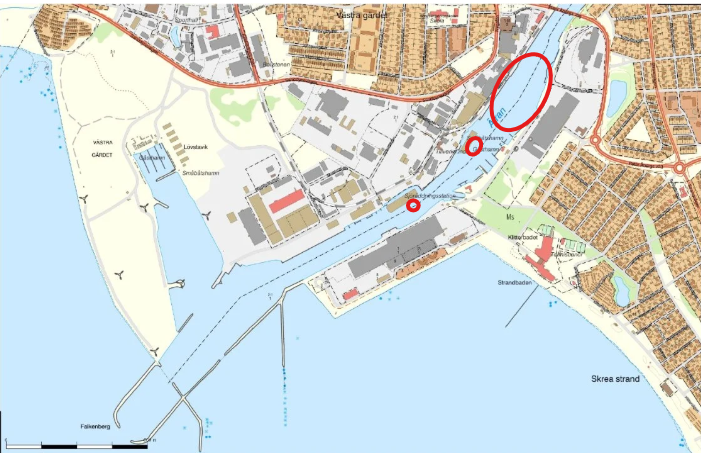 Översiktskarta som visar var i inre hamn vi kommer att muddra.