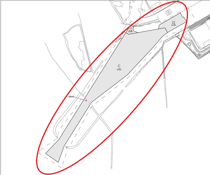 Karta som visar var i yttre hamn vi kommer att muddra.